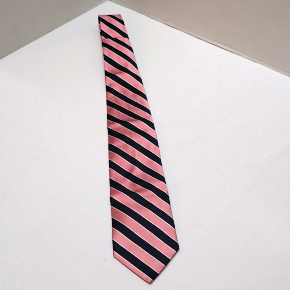 Rooster Pink Blue Diagonal Stripes Men's Tie NT# 11